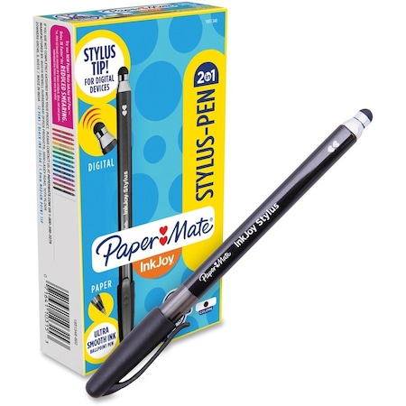 Paper Mate Stylus Ballpoint Pen, 1.0mm, 12/DZ, Black 12PK PAP1951348